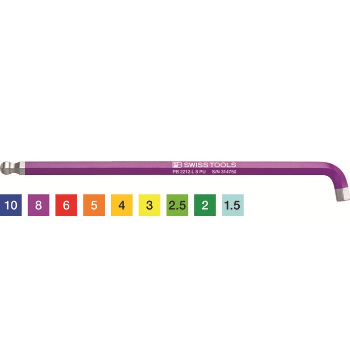 PB RainBow长款球头L型内六角扳手/100°短销头